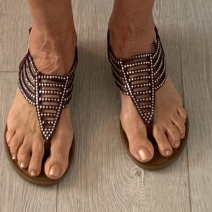 Sandals rich burgundy studded Size 12